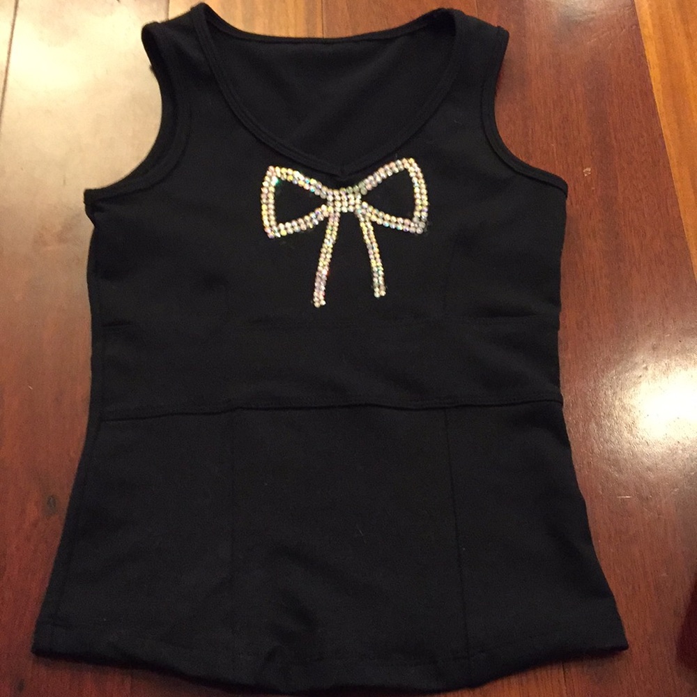 Chloe Noel girls black tank top with crystals
